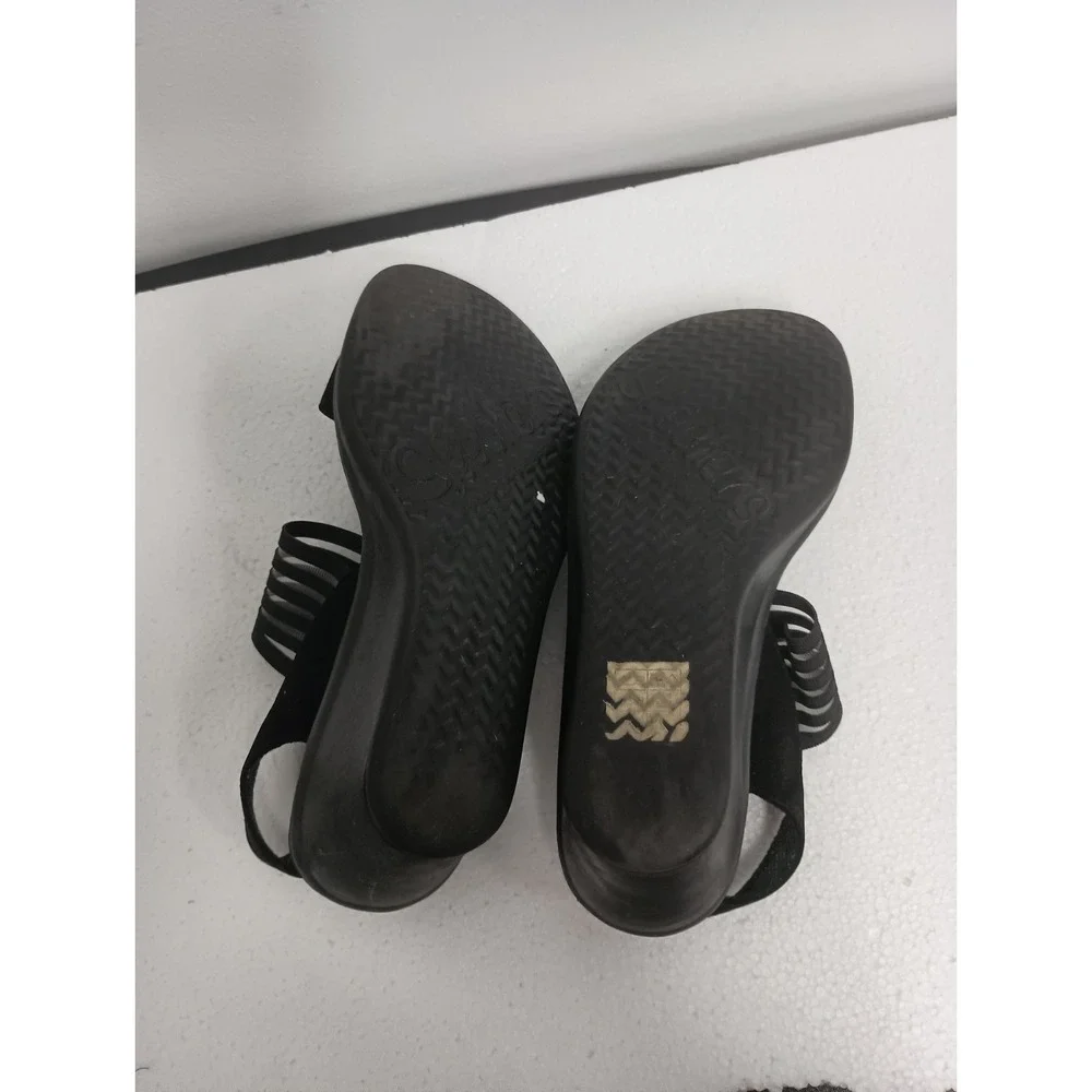 Skechers Women Rumblers Sci Fi Memory Foam Wedge Sandals 7 Black Comfort Slip On